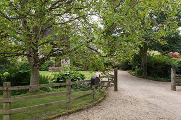 Another view of the attractive drive, with parking for two cars.