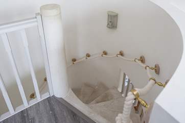 Looking down the stairs from the master bedroom.