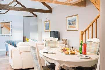 Room to dine under the beams.