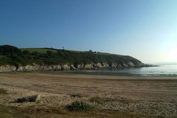 Maenporth Cove is just outside Falmouth, a popular beach with families.