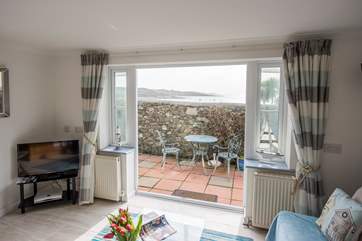 Sea views over the garden wall.