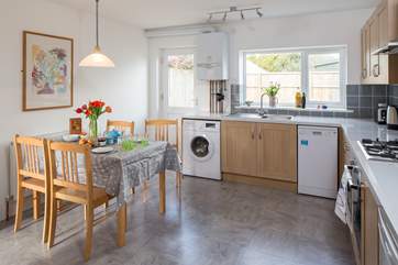 The lovely modern kitchen is well equipped with everything you need for cooking up a treat!