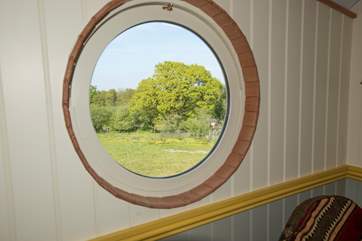 The dining area has great countryside views.