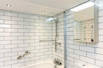 The sparkling new bathroom.