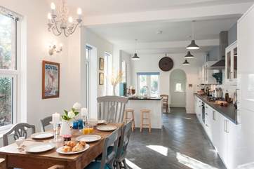 The open plan kitchen has plenty of space for entertaining.