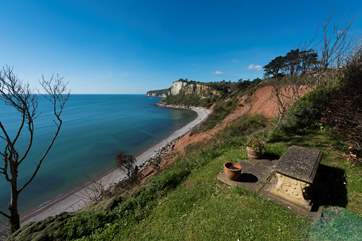 A view from the Owners' garden looking along the Jurassic Coast, Beer is just around the headland.