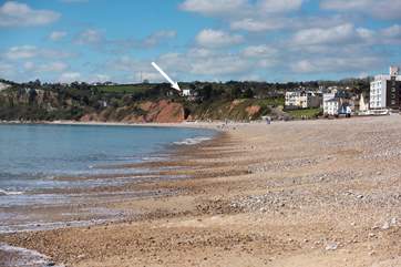 Seacliffe sits high on the cliffs (see arrow) but is just a short walk into the delightful town of Seaton.