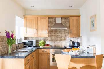 The well-equipped kitchen area.