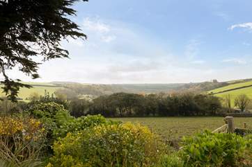 The views across the surrounding fields and countryside.