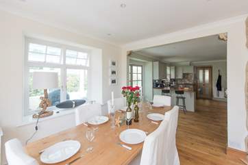 The kitchen and dining areas.