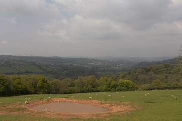 Panoramic views from the decking and the balcony across this beautiful valley.