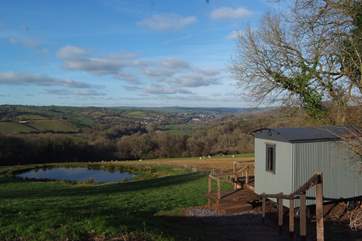 You can even stroll a few steps away to this delightful Shepherd's Hut where you can sit on the deck with a morning coffee or evening glass of wine (shared with guests at The Pottery).