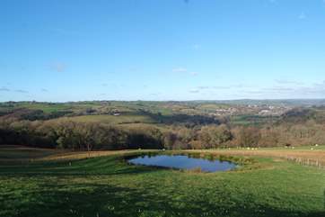 Just round the corner from the cottage is this amazing panoramic view. Guests are welcome to picnic by the pond.
