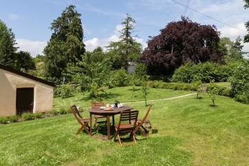 The cottage has a huge enclosed garden that is not overlooked, with a pretty view down into the village.