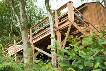 Looking up at the steps and deck to King's Cabin.