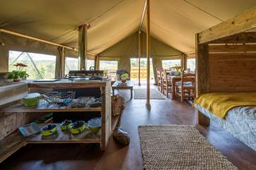 The countryside views can be enjoyed from the living area.