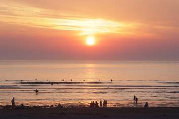 Sunset at Porthtowan beach.