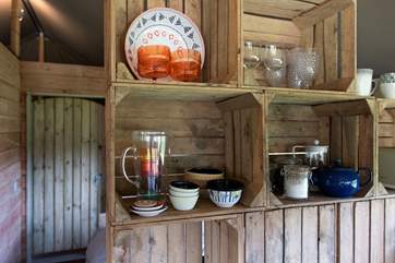 The lovely reclaimed pallet walls.