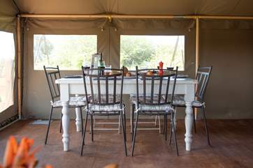 Take in the countryside views from the dining table.