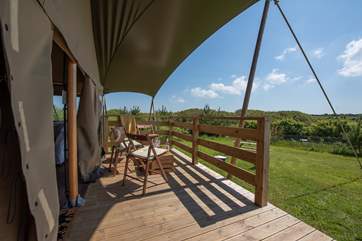 The deck is perfect for relaxing with a book on.