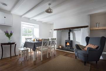 The dining-room also has a wood-burner so plan long leisurely meals in the comfort of its warmth.