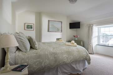 Bedroom 2 - on the first floor - overlooks the green.