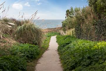 Follow the path down to the beach.