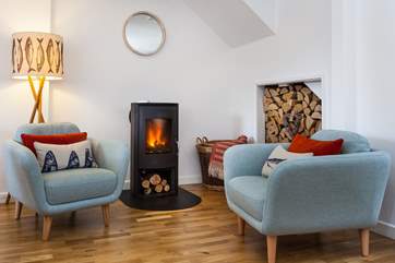 A toasty wood burner, for cosy evenings curled up with a book.