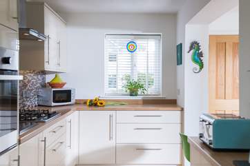 The kitchen area.