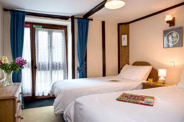 The two bedrooms are on the ground floor.