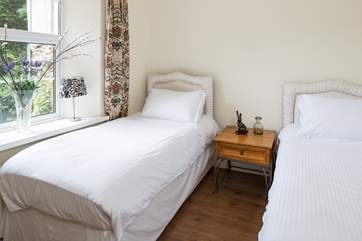 Bedroom 3 is a comfortable twin room, and light and airy.