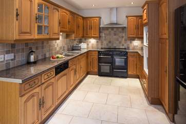 Spacious and well-equipped kitchen.