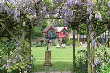Looking back across at The Folly from the blooming gardens.