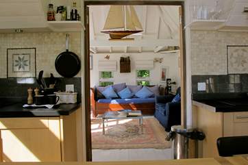 Looking into the living area from the kitchen.