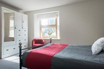This bedroom overlooks the garden.