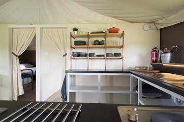 The well-equipped kitchen.
