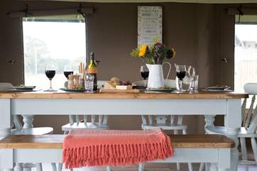 There is plenty of room for all around the dining-table.