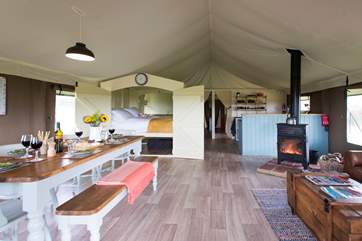 The wood-fired range keeps you toasty in the cooler months (there is the luxury of partial central heating too!) and also doubles up as a cooking appliance.