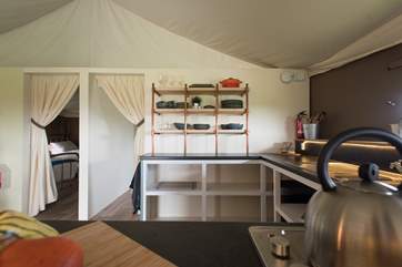 The well-equipped kitchen.
