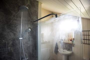 Hayloft's large walk-in shower.