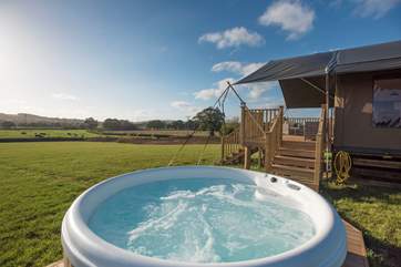 This is the view from the hot tub! Each hot tub is carefully sheltered from its neighbour.