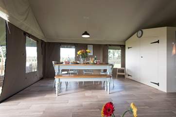 There is plenty of room for all around the dining-table.