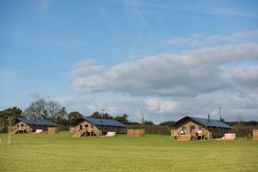 This is the setting at Midleydown. Hayloft is the furthest safari tent in this wonderful open meadow.