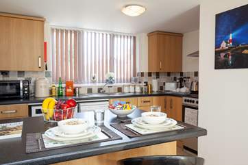 The kitchen comes well equipped with everything you will need to prepapre your favourite dishes, why not try Island produce as your ingredients?