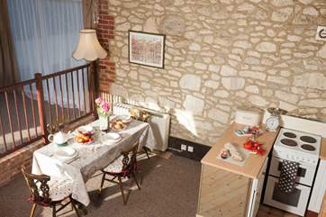 The country-style kitchen.