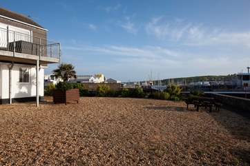 The communal outside area on the waterfront