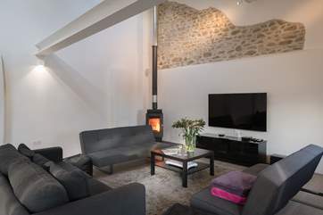 This is another view of the living-area in the barn conversion.