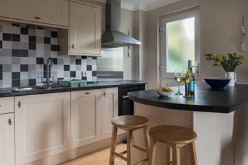 The kitchen-area in the open plan living-room.
