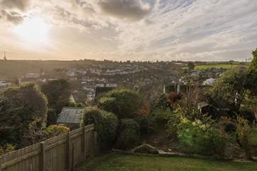 The view from the deck outside the living-room with The Lost Gardens of Heligan in the distance.