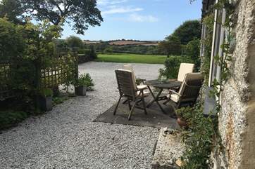 Your private terrace to the front of the barn has lovely views across the gardens and surrounding countryside.